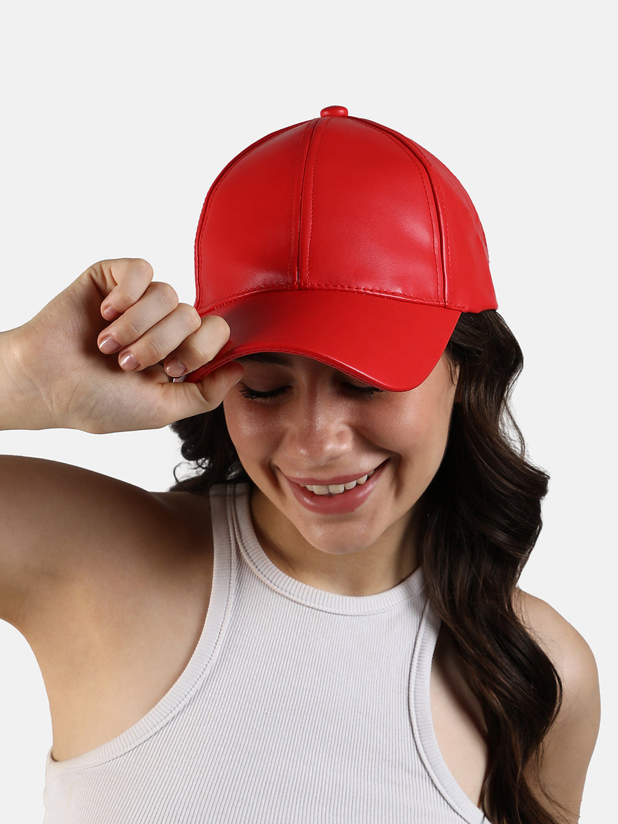 Women's Solid Baseball Cap - Red - Shop authentic Indian Women's Fashion by Haute Sauce