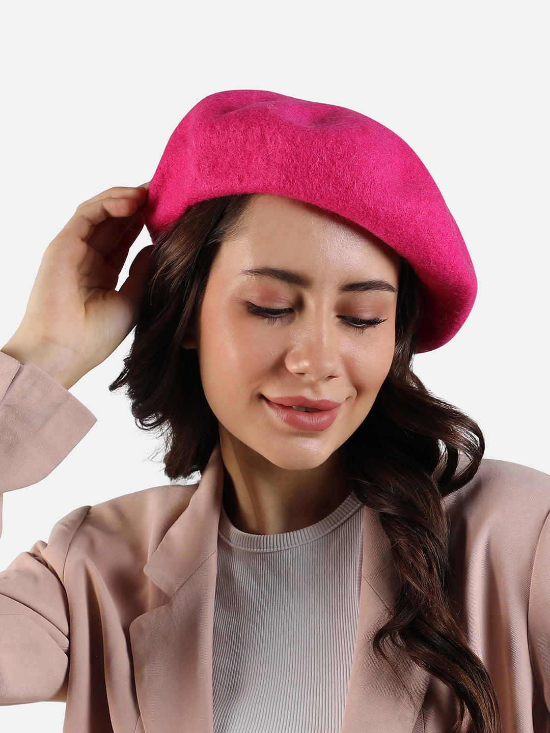 Women's Solid Beret Hat - Pink - Shop authentic Indian Women's Fashion by Haute Sauce