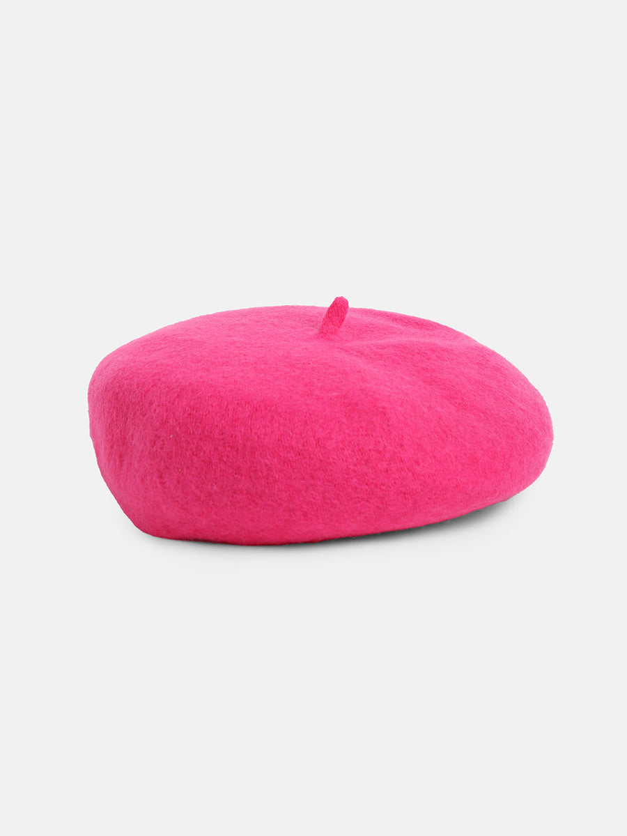 Women's Solid Beret Hat - Pink - Shop authentic Indian Women's Fashion by Haute Sauce