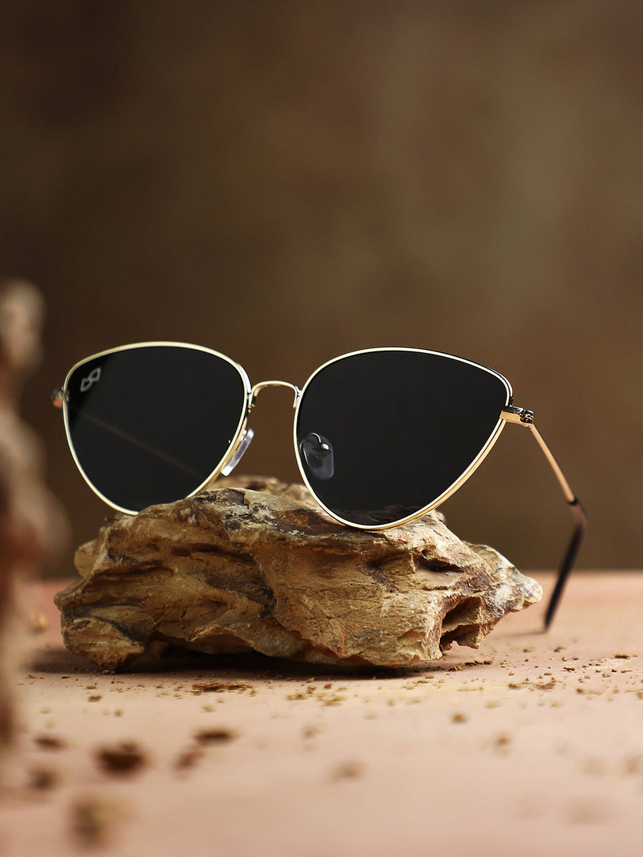 Women's Full Rim Cateye Sunglasses - Gold - Shop authentic Indian Women's Fashion by Haute Sauce