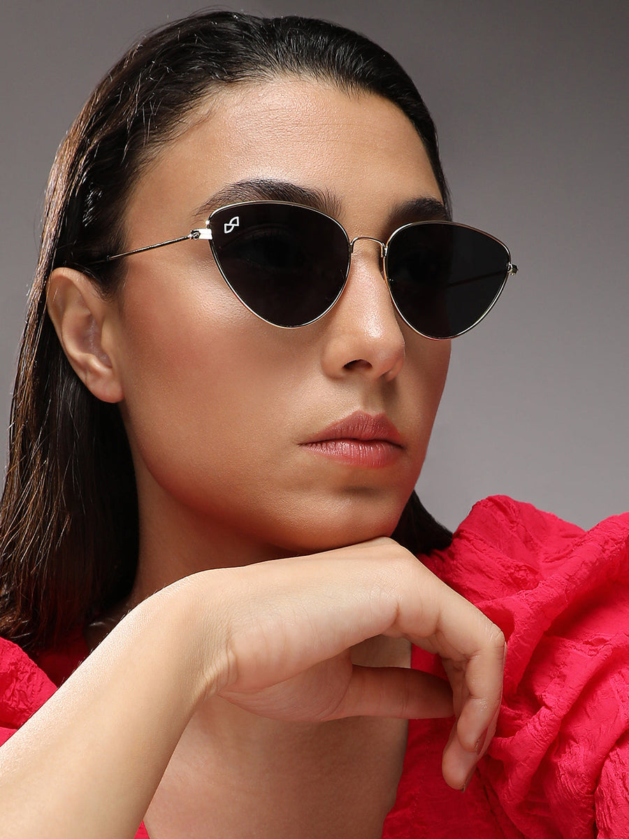Women's Full Rim Cateye Sunglasses - Gold - Shop authentic Indian Women's Fashion by Haute Sauce