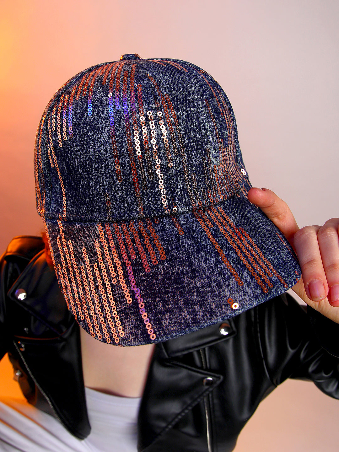 Heathered Sequin Baseball Cap - Shop authentic Indian Women's Fashion by Haute Sauce