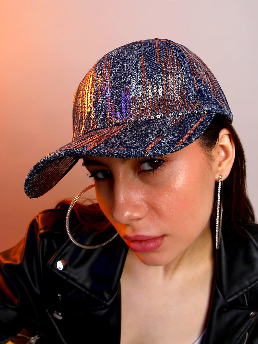 Heathered Sequin Baseball Cap - Shop authentic Indian Women's Fashion by Haute Sauce
