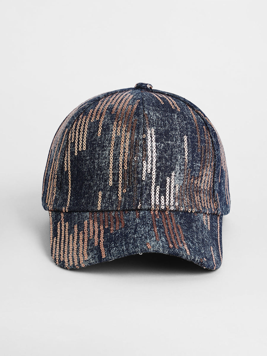 Heathered Sequin Baseball Cap - Shop authentic Indian Women's Fashion by Haute Sauce