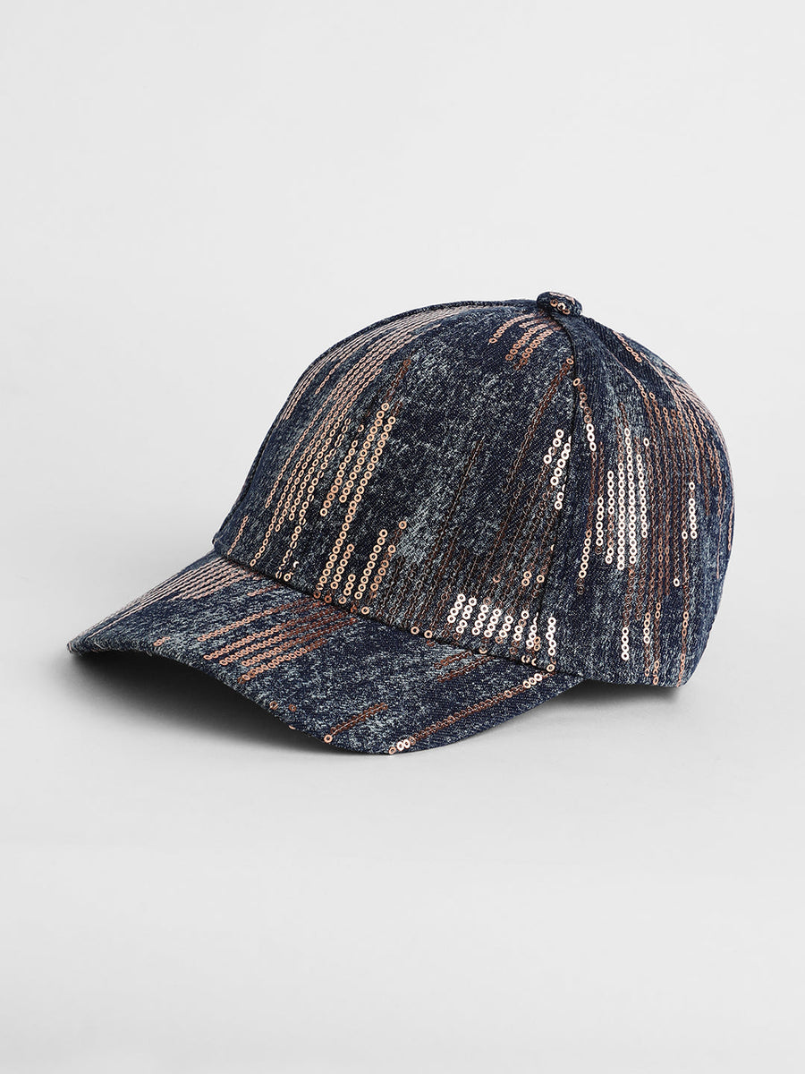 Heathered Sequin Baseball Cap - Shop authentic Indian Women's Fashion by Haute Sauce