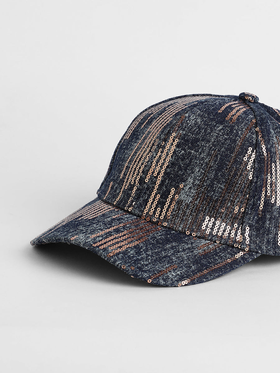 Heathered Sequin Baseball Cap - Shop authentic Indian Women's Fashion by Haute Sauce