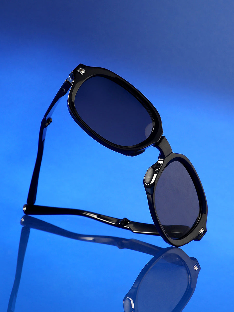 Women Foldable Rectangular Sunglasses - Black - Shop authentic Indian Women's Fashion by Haute Sauce