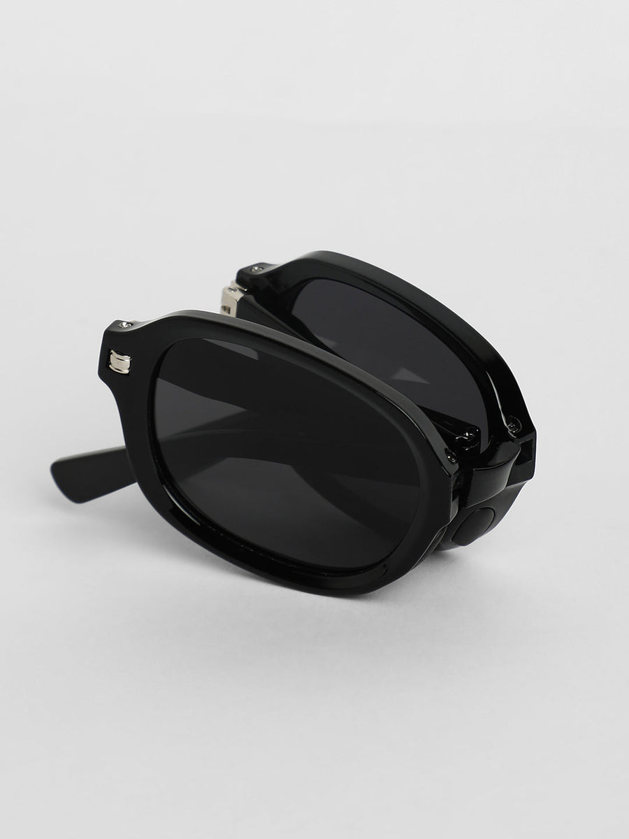 Women Foldable Rectangular Sunglasses - Black - Shop authentic Indian Women's Fashion by Haute Sauce