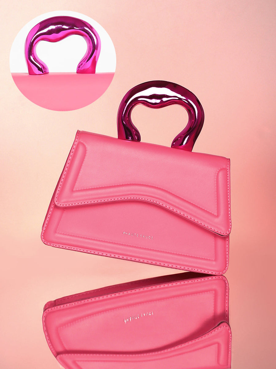 The Caldera Gloss Hand Bag - Rouge Pink - Shop authentic Indian Women's Fashion by Haute Sauce