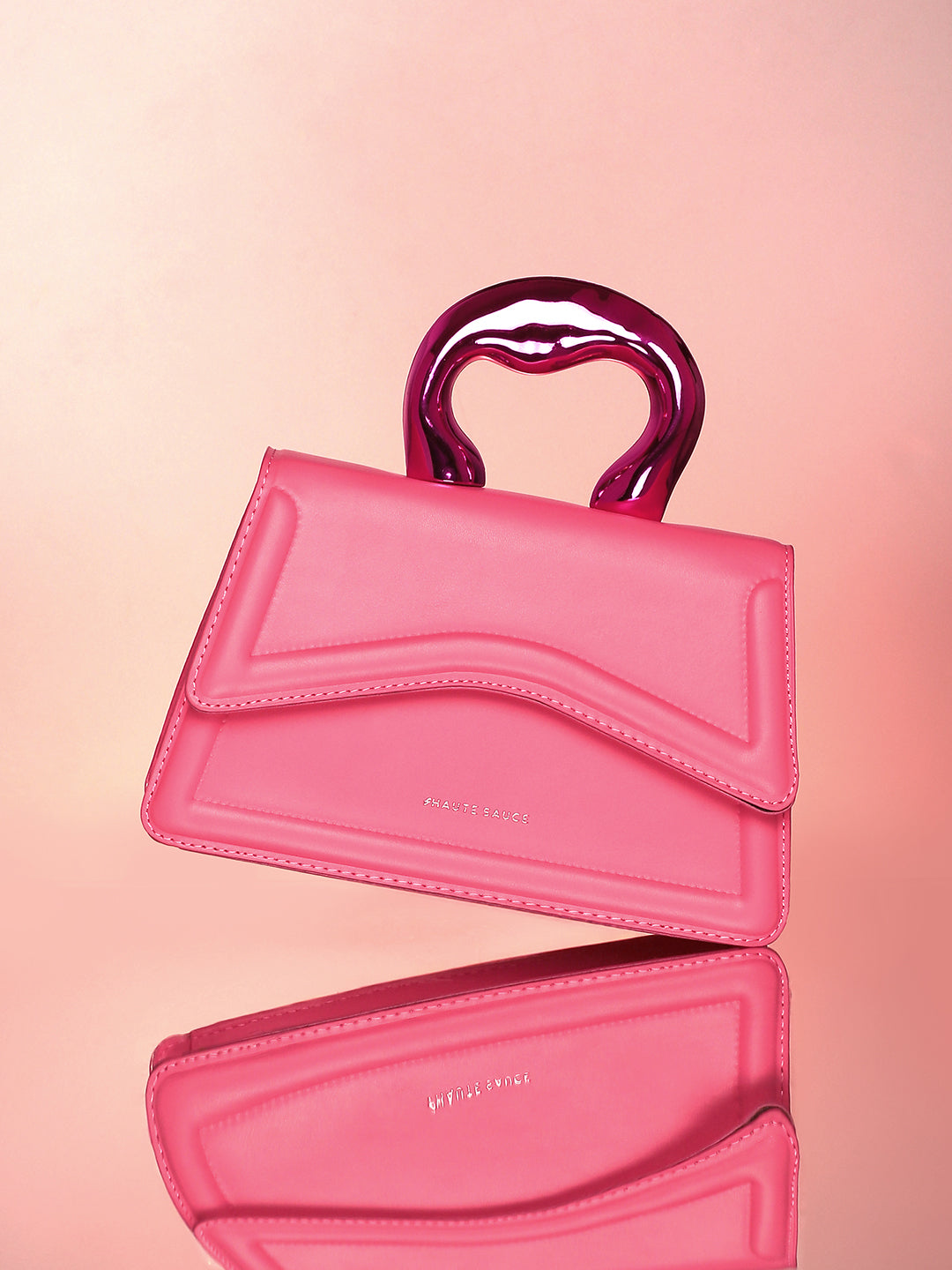 The Caldera Gloss Hand Bag - Rouge Pink - Shop authentic Indian Women's Fashion by Haute Sauce