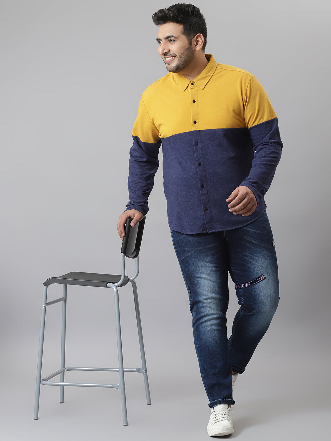 Colorblocked Full Sleeve Shirt - Shop authentic Indian Men's Fashion by Instafab Plus