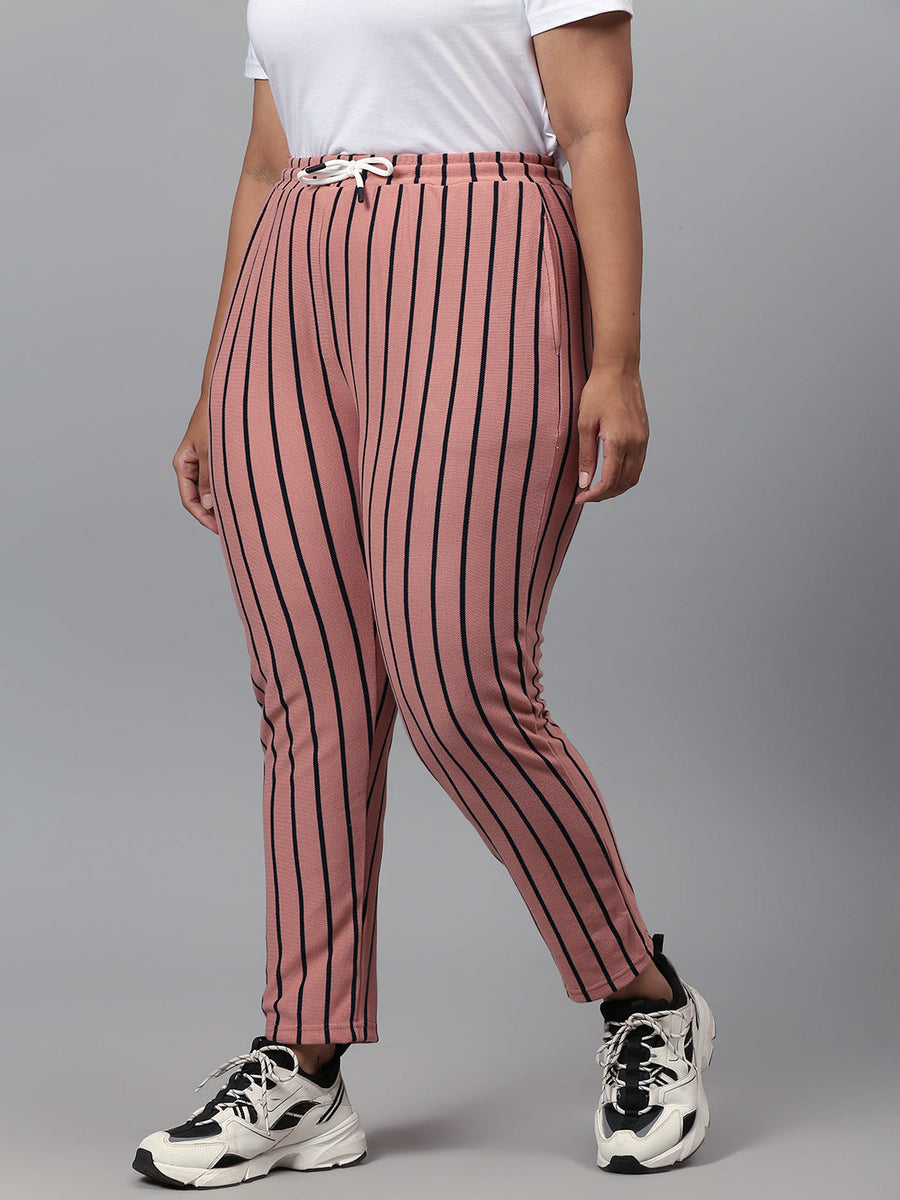 Striped Casual & Evening Trackpant - Shop authentic Indian Women's Fashion by Instafab Plus