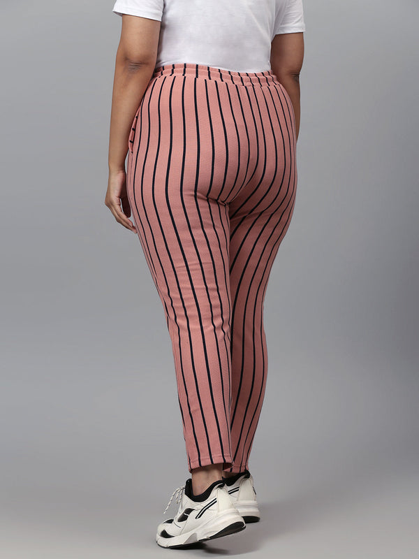 Striped Casual & Evening Trackpant - Shop authentic Indian Women's Fashion by Instafab Plus