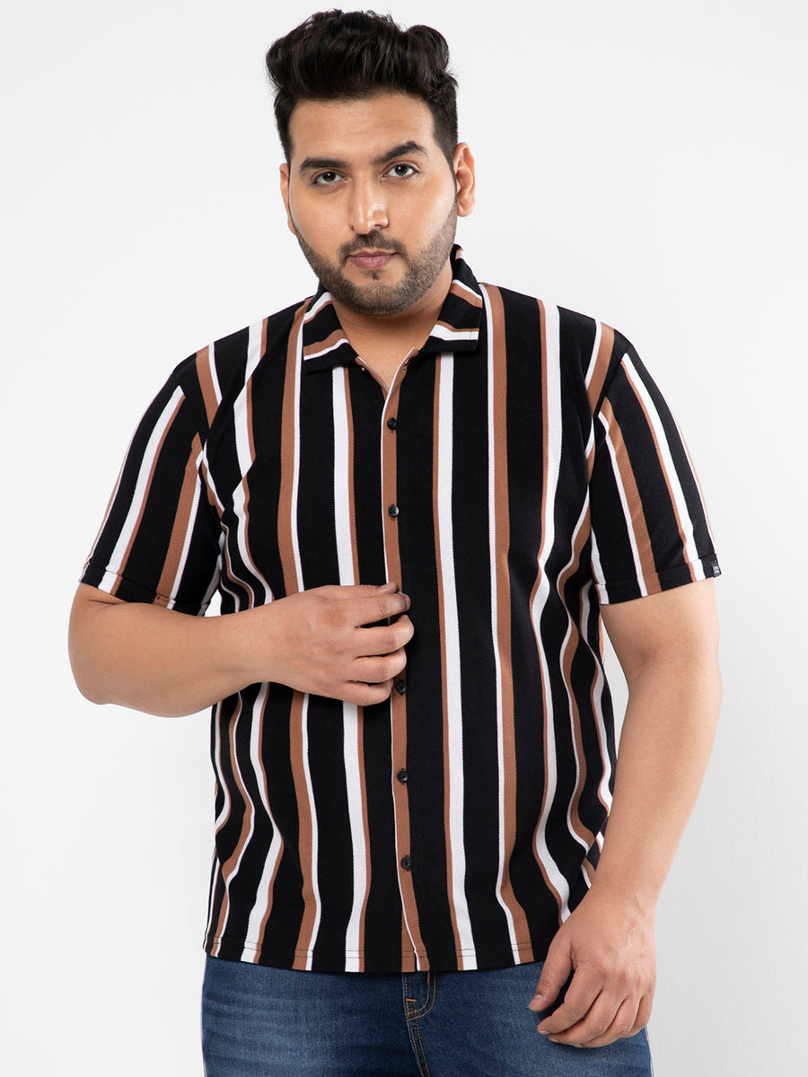 Striped Short Sleeve Casual Shirt - Shop authentic Indian Men's Fashion by Instafab Plus