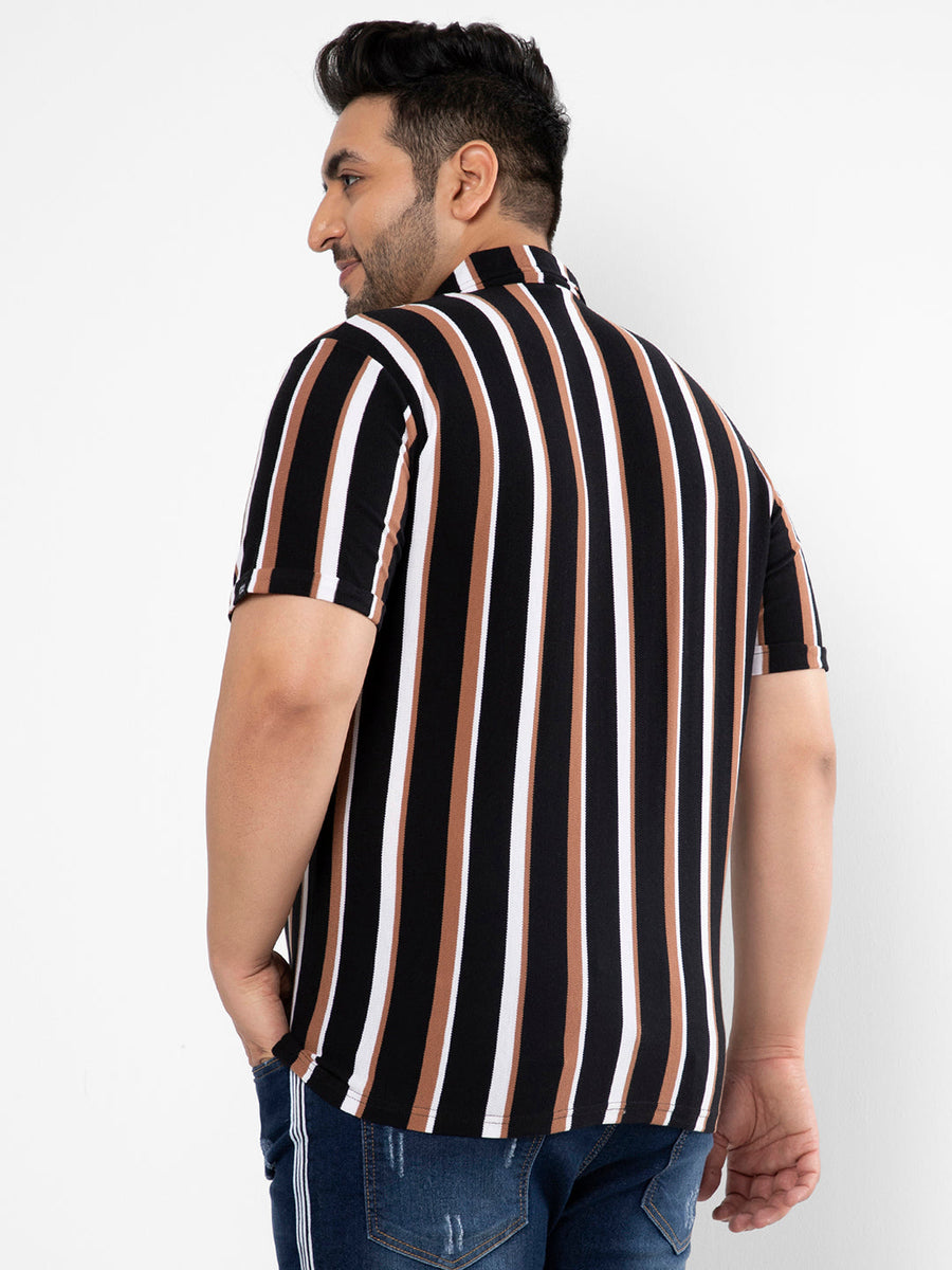 Striped Short Sleeve Casual Shirt - Shop authentic Indian Men's Fashion by Instafab Plus