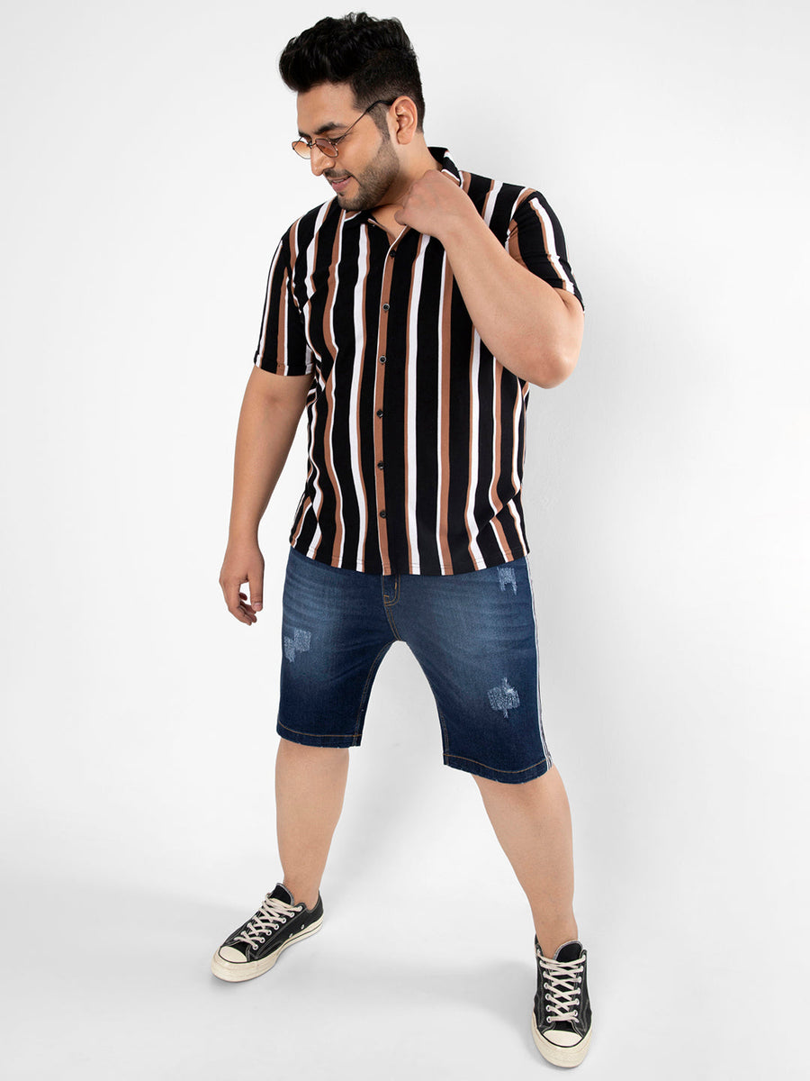 Striped Short Sleeve Casual Shirt - Shop authentic Indian Men's Fashion by Instafab Plus