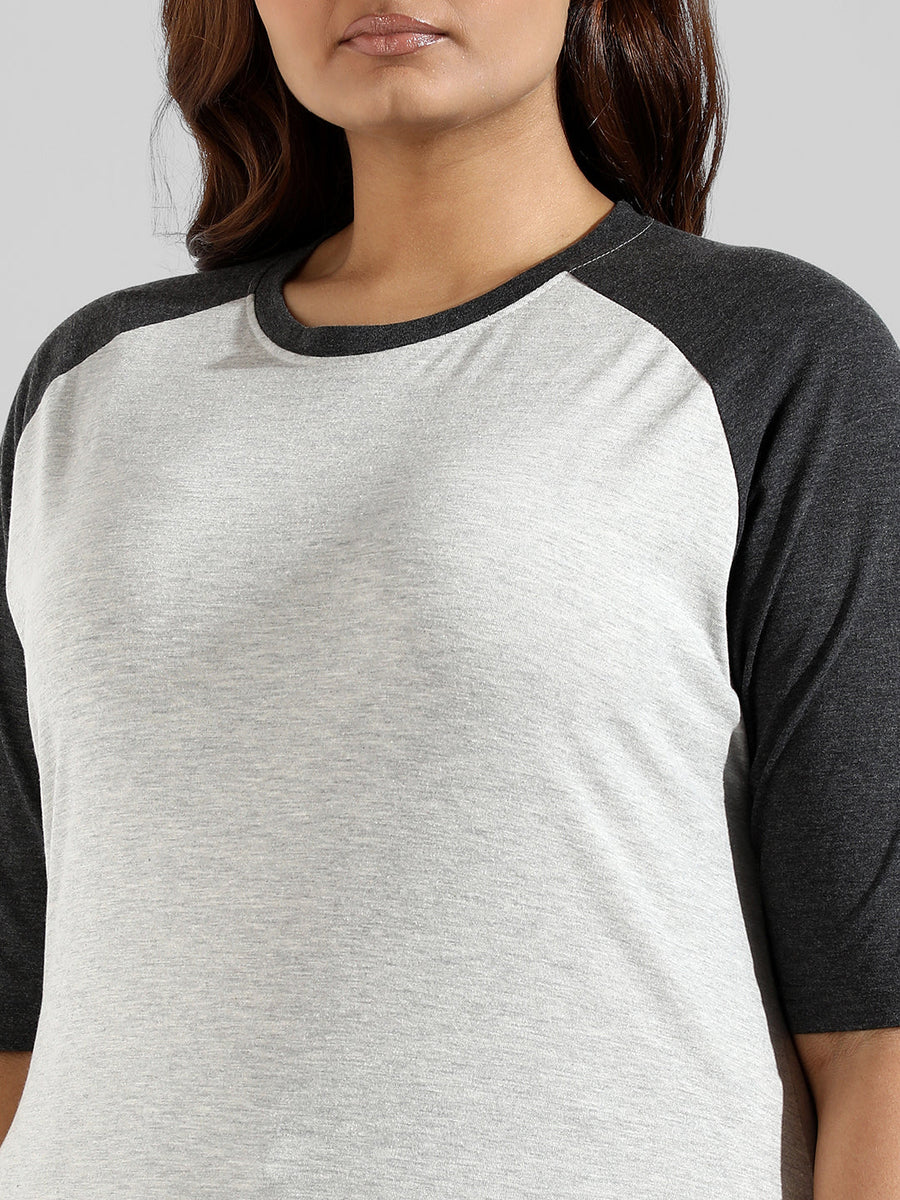 Colorblocked Stylish Quarter Sleeve Round Neck Top - Shop authentic Indian Women's Fashion by Instafab Plus