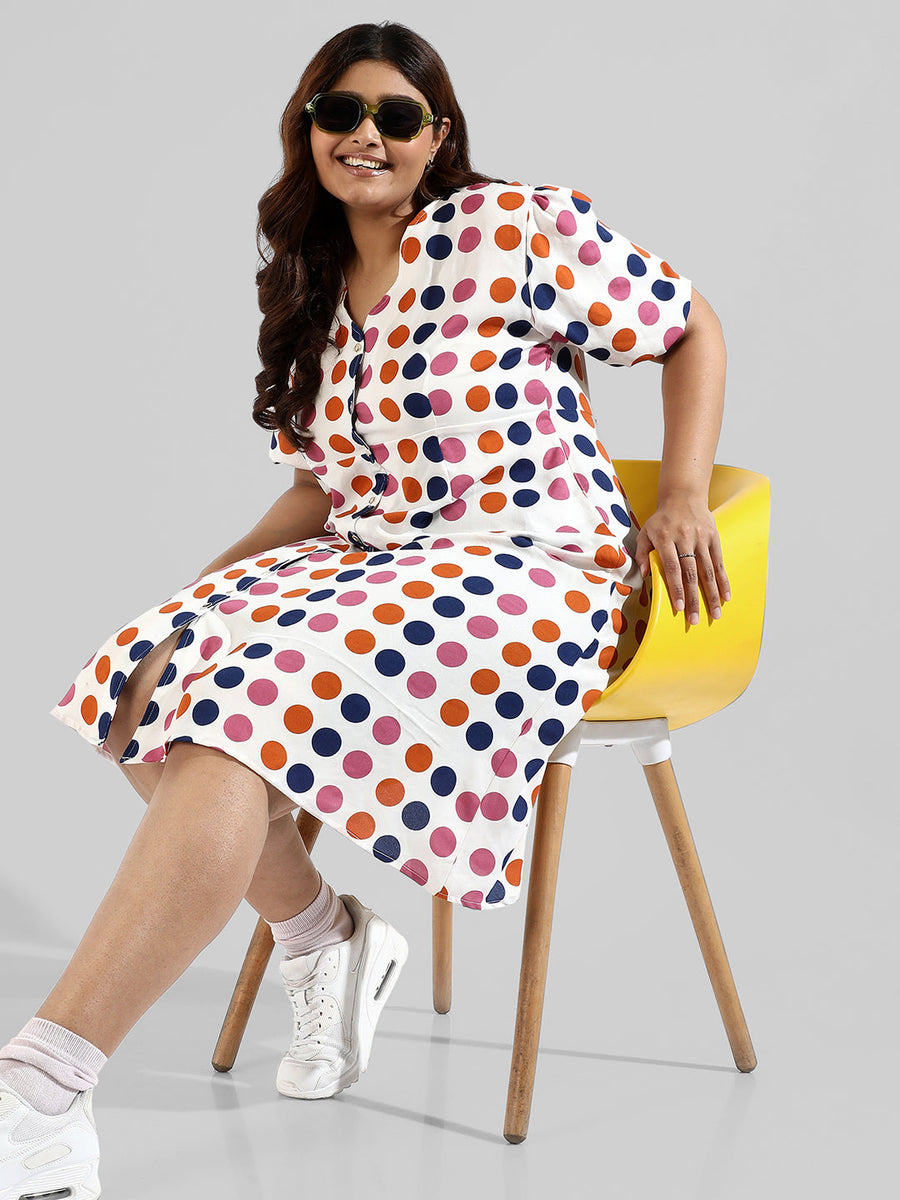 Polka Dot'S Design, Button Stylish Casual Dresses - Shop authentic Indian Women's Fashion by Instafab Plus