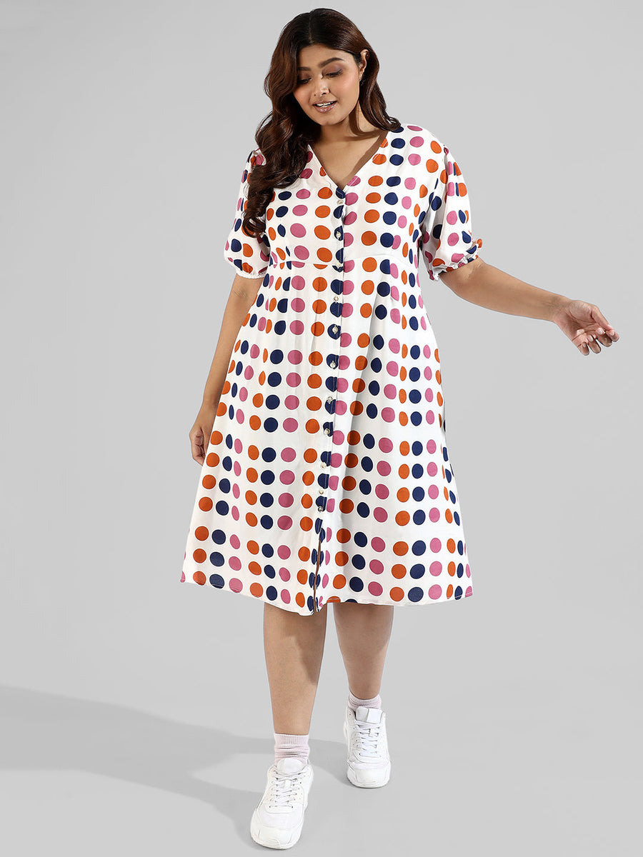 Polka Dot'S Design, Button Stylish Casual Dresses - Shop authentic Indian Women's Fashion by Instafab Plus