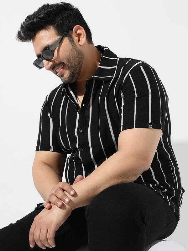 Black Striped Casual Shirt - Shop authentic Indian Men's Fashion by Instafab Plus