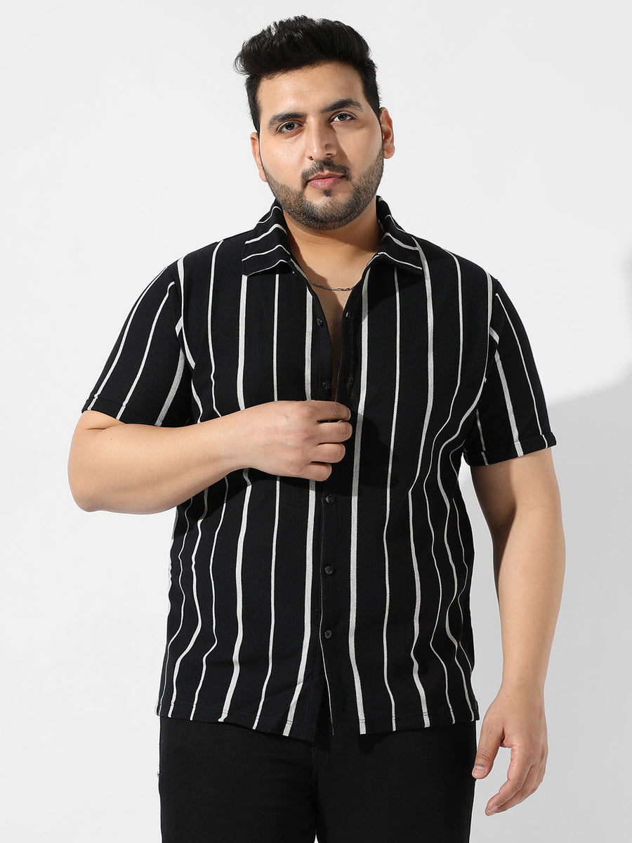Black Striped Casual Shirt - Shop authentic Indian Men's Fashion by Instafab Plus
