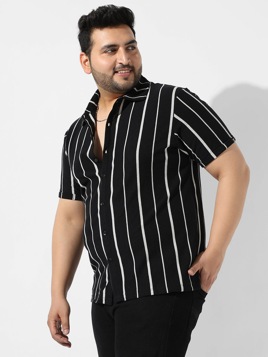 Black Striped Casual Shirt - Shop authentic Indian Men's Fashion by Instafab Plus