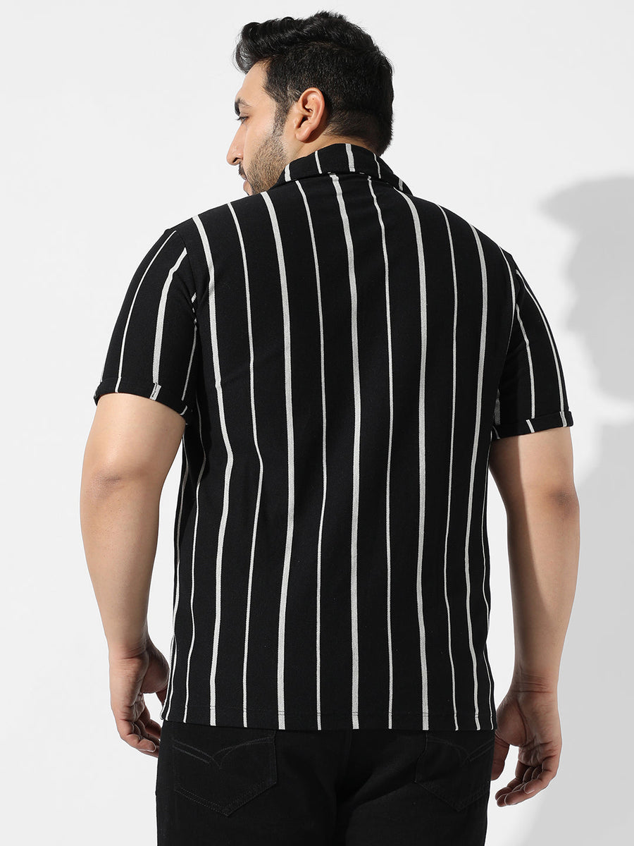 Black Striped Casual Shirt - Shop authentic Indian Men's Fashion by Instafab Plus