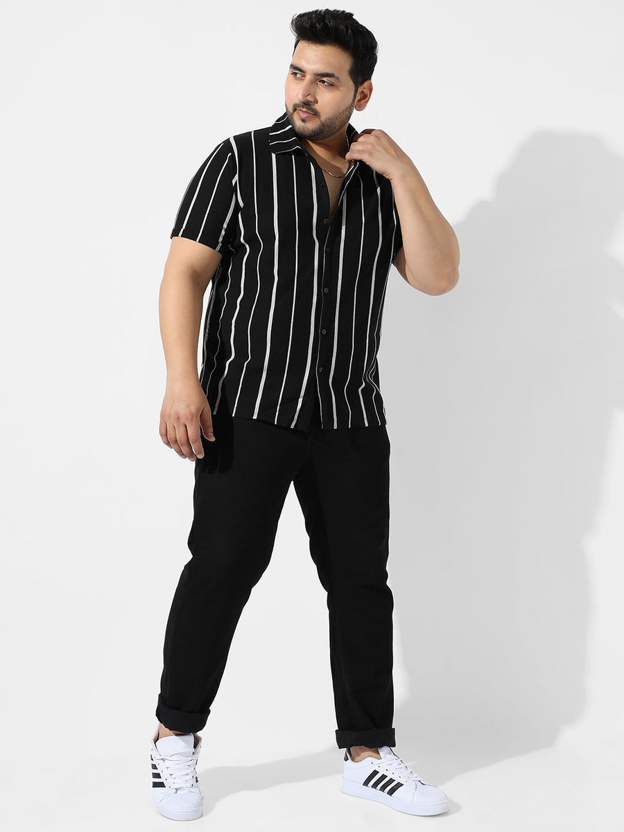 Black Striped Casual Shirt - Shop authentic Indian Men's Fashion by Instafab Plus
