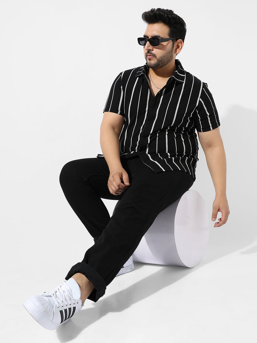 Black Striped Casual Shirt - Shop authentic Indian Men's Fashion by Instafab Plus