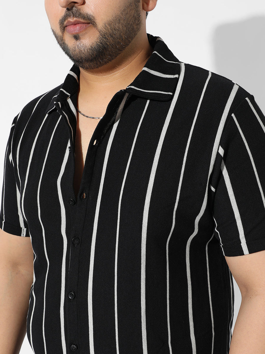 Black Striped Casual Shirt - Shop authentic Indian Men's Fashion by Instafab Plus