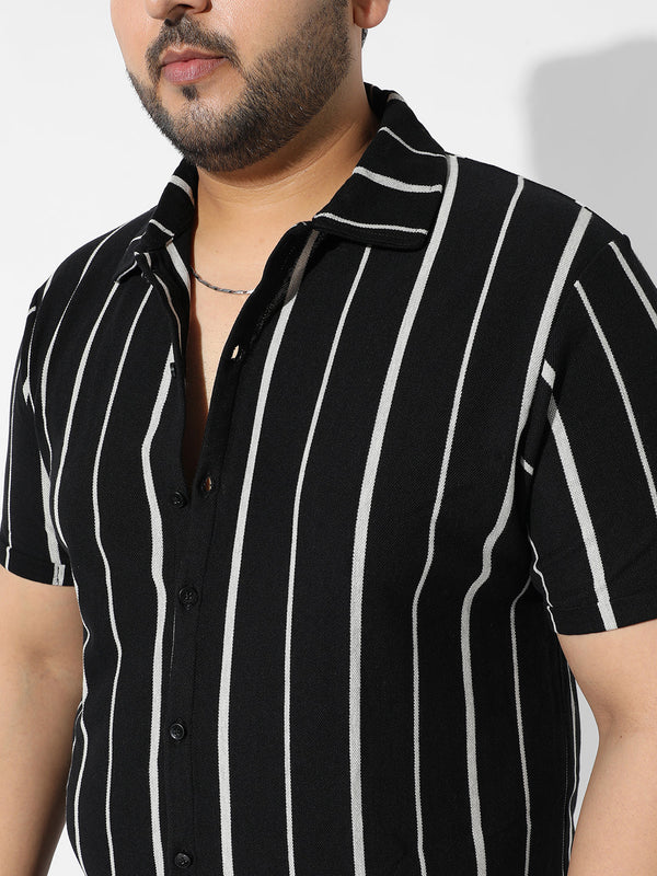 Black Striped Casual Shirt - Shop authentic Indian Men's Fashion by Instafab Plus