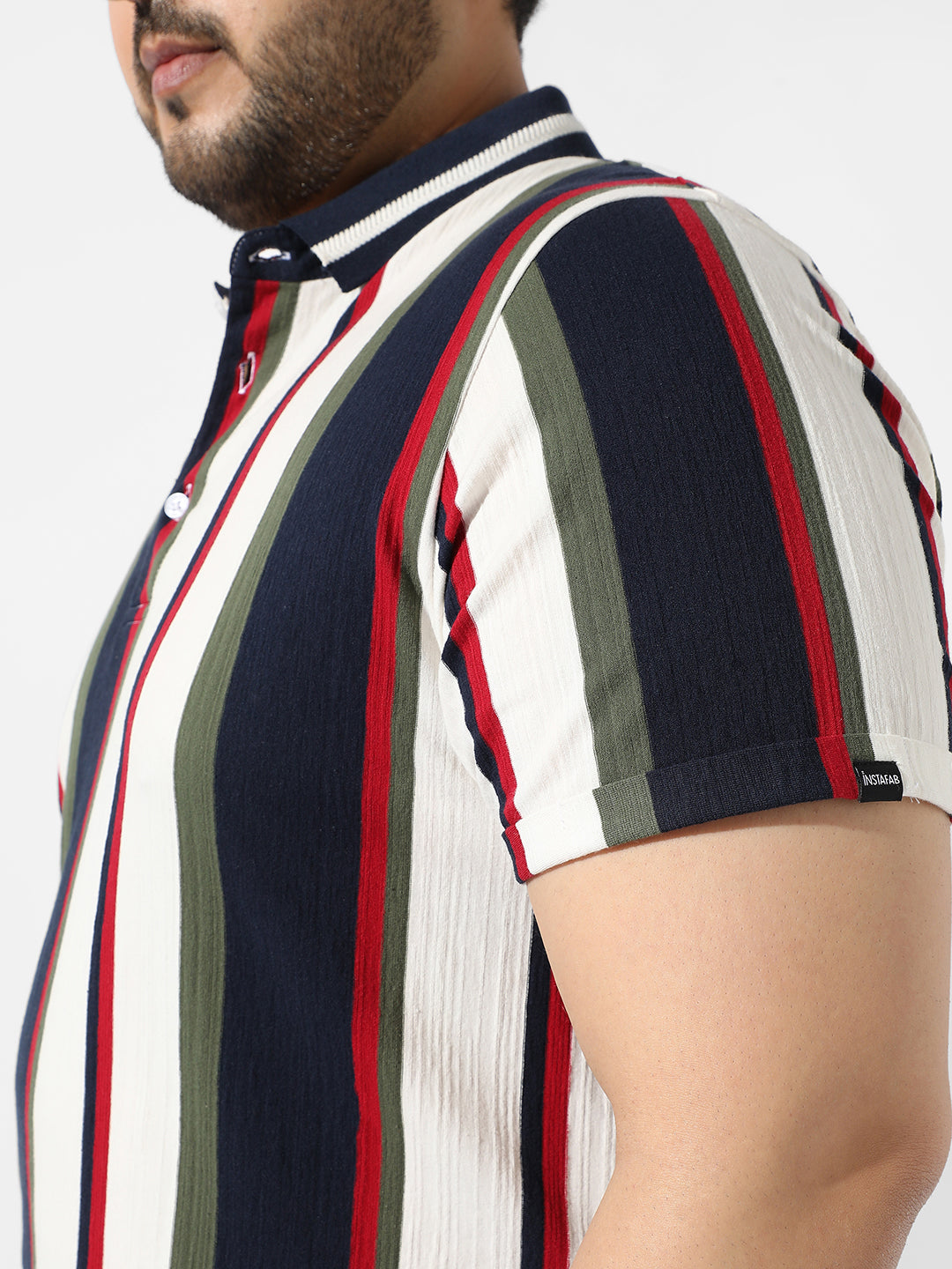 Multicolour Striped Polo Neck T-Shirt - Shop authentic Indian Men's Fashion by Instafab Plus