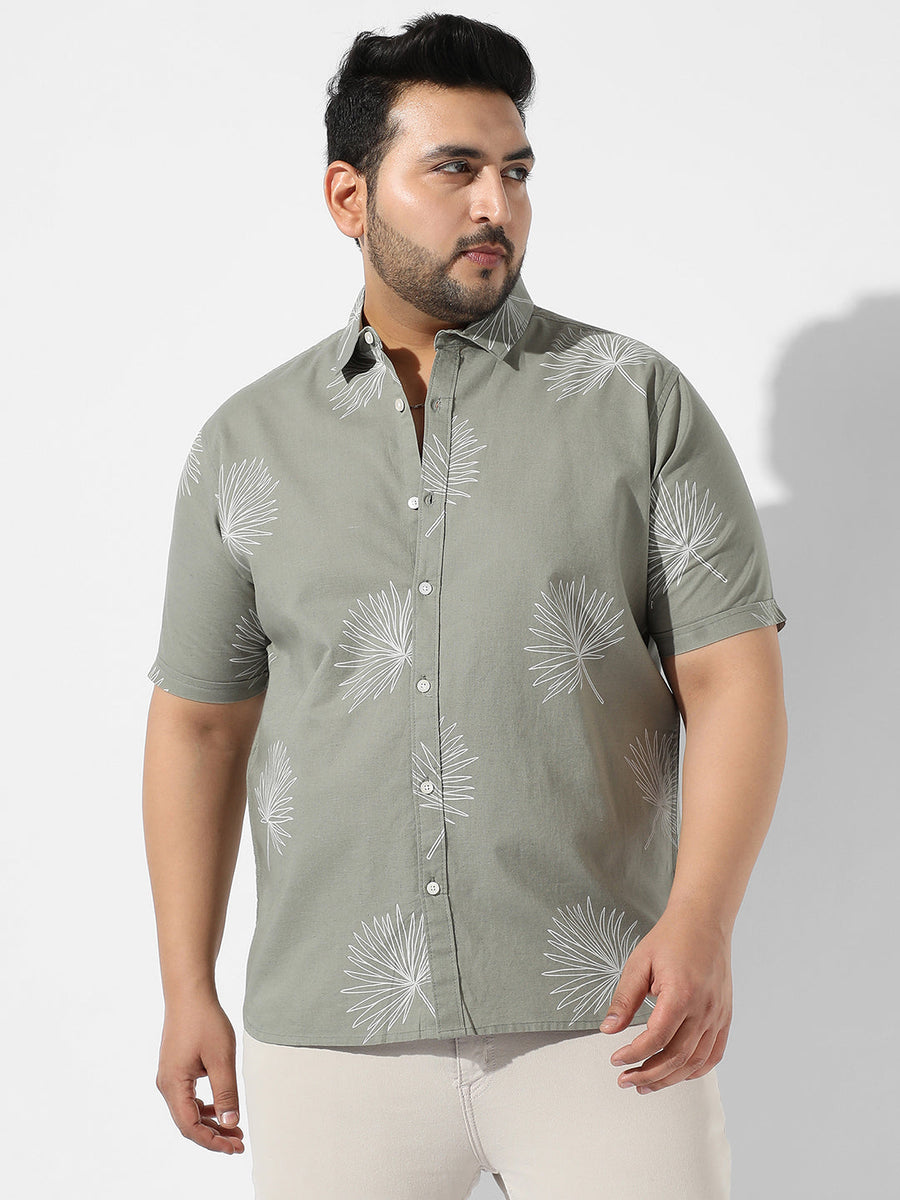 Sage Green Printed Casual Shirt - Shop authentic Indian Men's Fashion by Instafab Plus