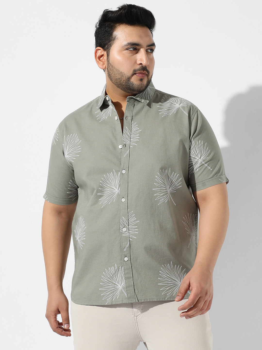 Sage Green Printed Casual Shirt - Shop authentic Indian Men's Fashion by Instafab Plus