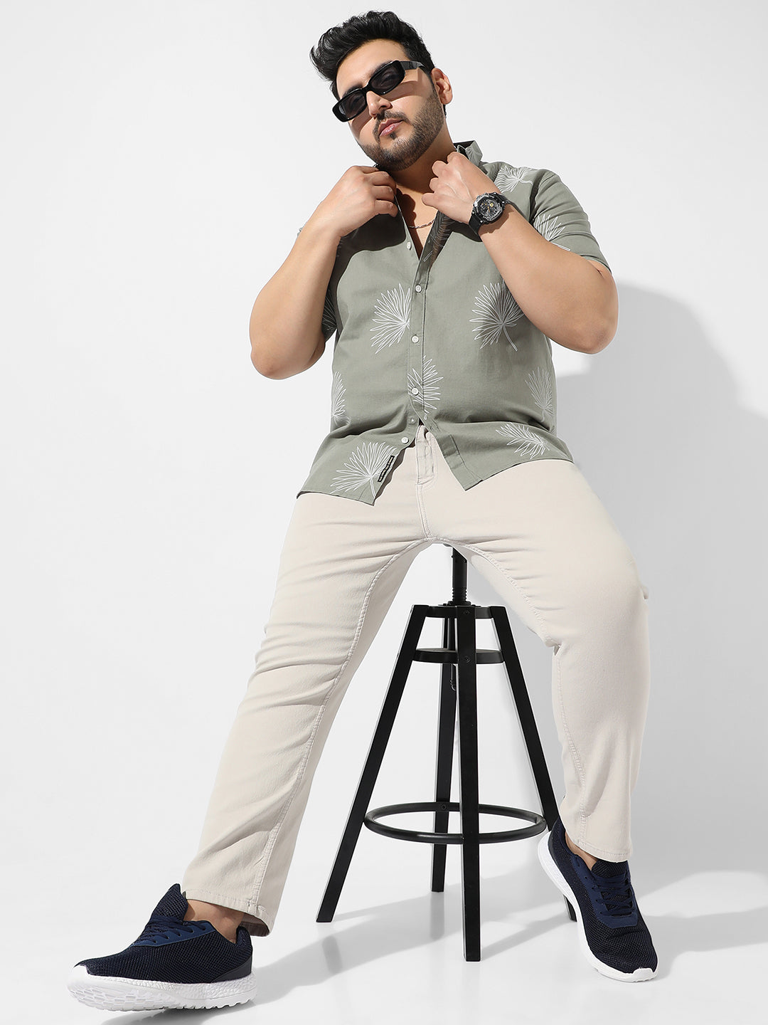 Sage Green Printed Casual Shirt - Shop authentic Indian Men's Fashion by Instafab Plus