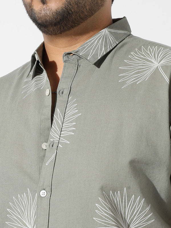 Sage Green Printed Casual Shirt - Shop authentic Indian Men's Fashion by Instafab Plus