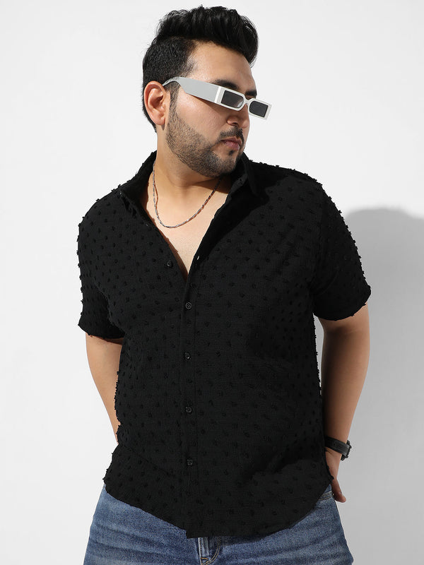 Black Textured Casual Shirt - Shop authentic Indian Men's Fashion by Instafab Plus