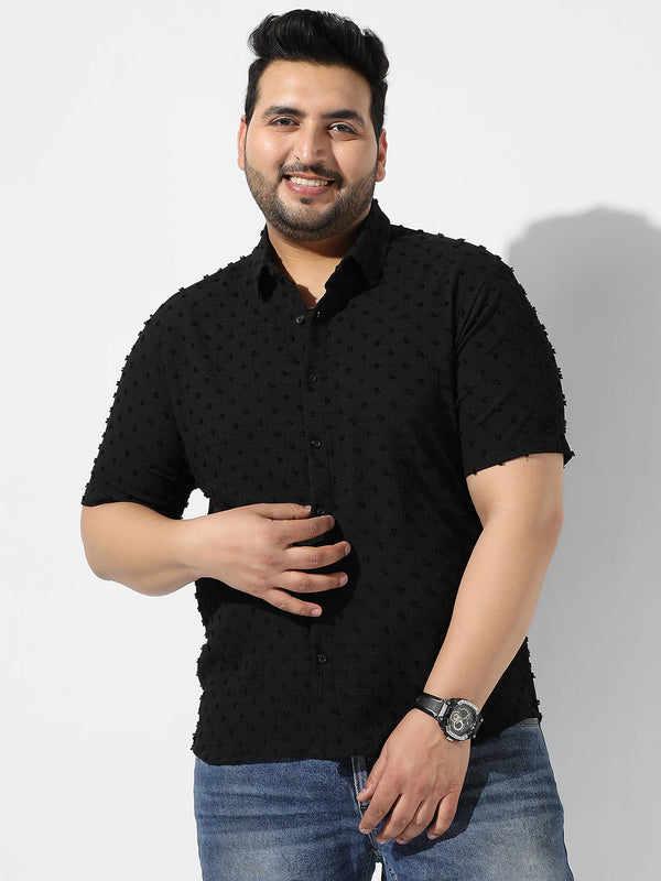 Black Textured Casual Shirt - Shop authentic Indian Men's Fashion by Instafab Plus