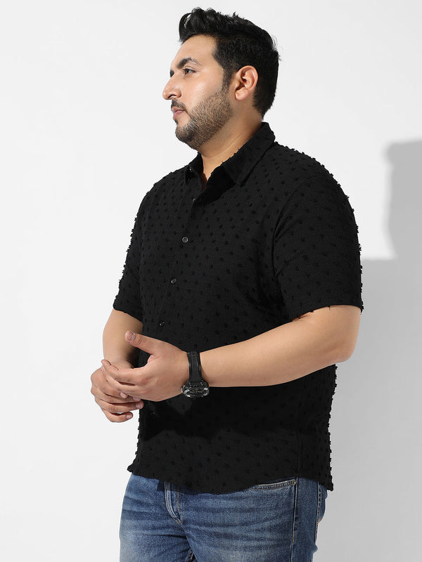 Black Textured Casual Shirt - Shop authentic Indian Men's Fashion by Instafab Plus