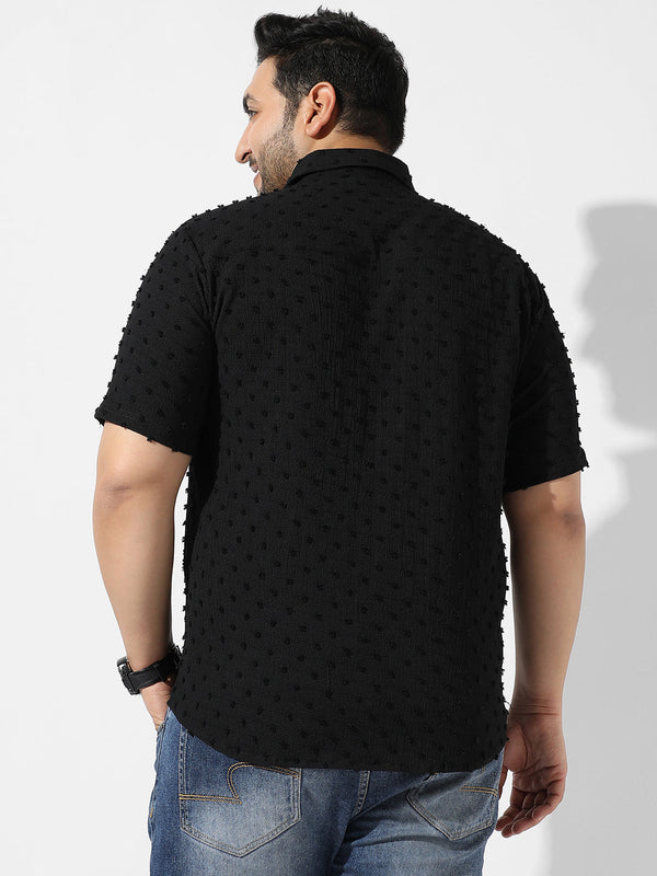 Black Textured Casual Shirt - Shop authentic Indian Men's Fashion by Instafab Plus
