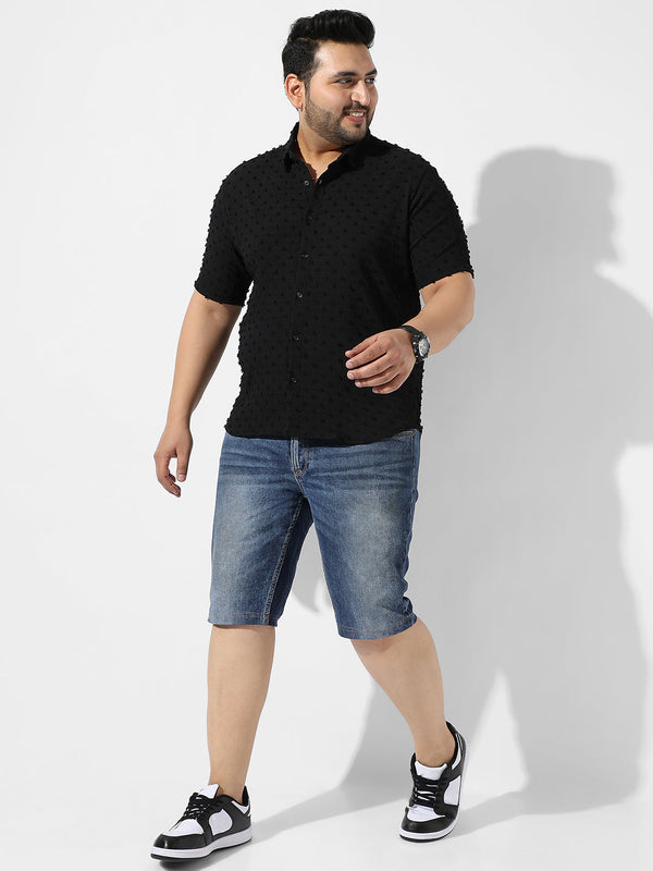 Black Textured Casual Shirt - Shop authentic Indian Men's Fashion by Instafab Plus