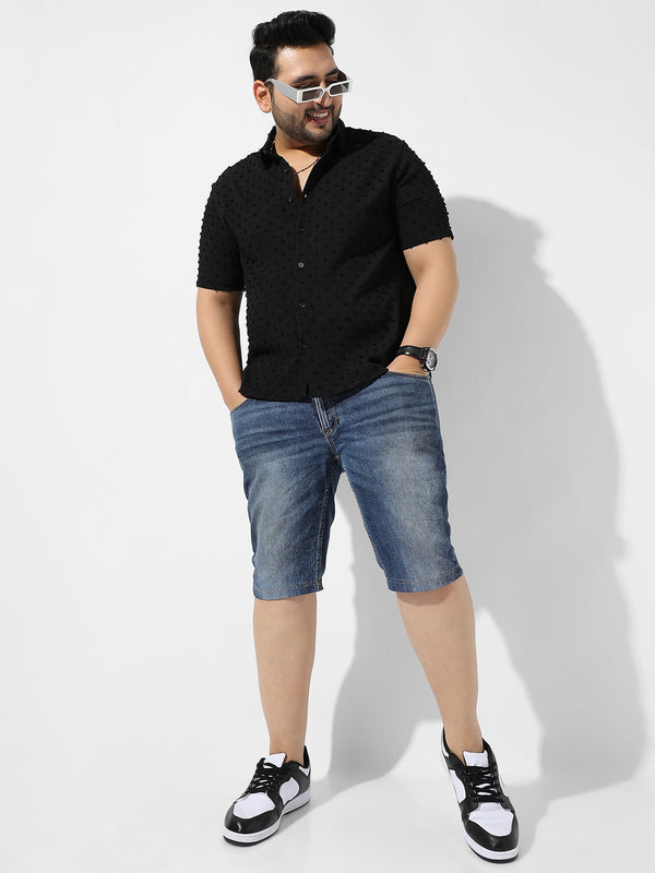 Black Textured Casual Shirt - Shop authentic Indian Men's Fashion by Instafab Plus