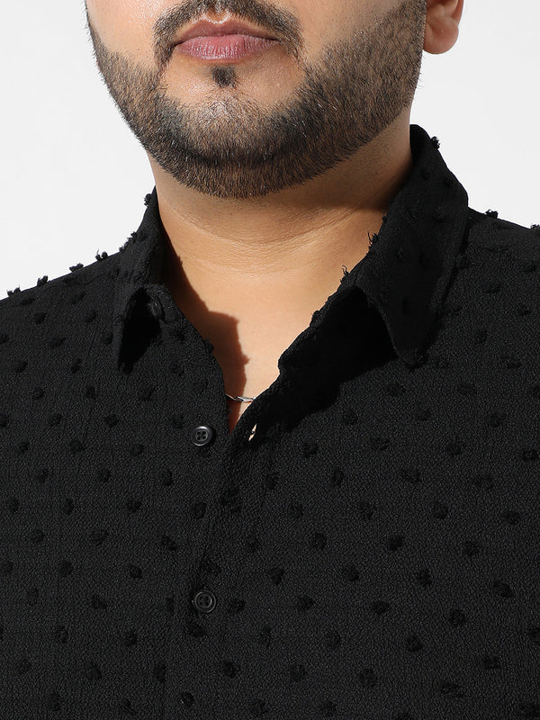 Black Textured Casual Shirt - Shop authentic Indian Men's Fashion by Instafab Plus