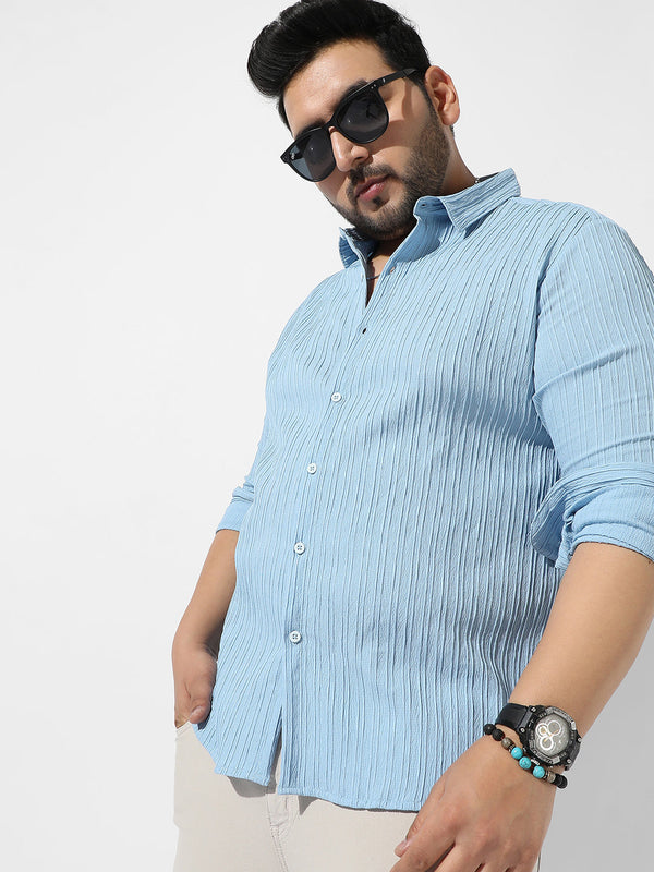 Light Blue Textured Casual Shirt - Shop authentic Indian Men's Fashion by Instafab Plus