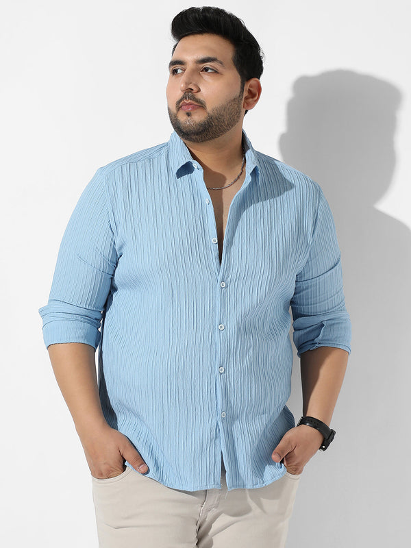 Light Blue Textured Casual Shirt - Shop authentic Indian Men's Fashion by Instafab Plus