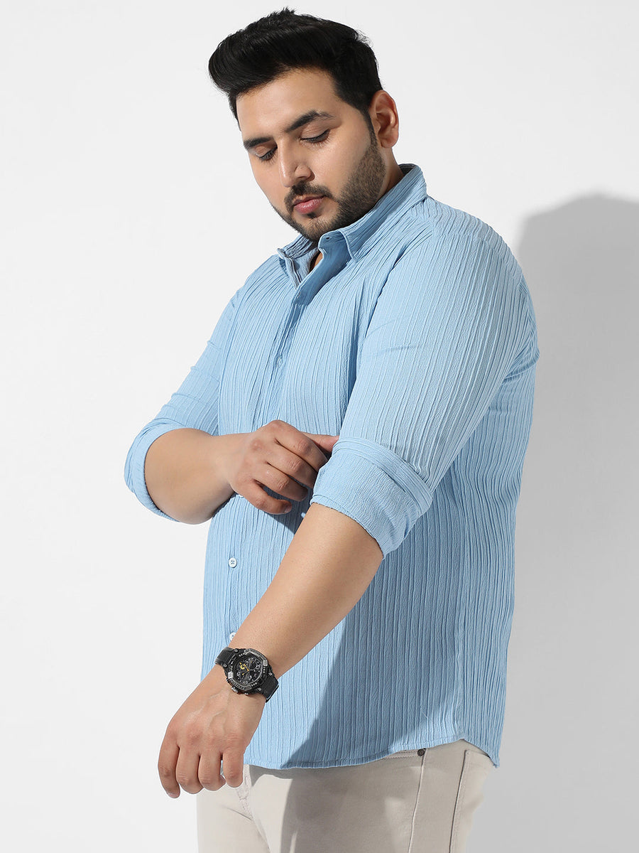 Light Blue Textured Casual Shirt - Shop authentic Indian Men's Fashion by Instafab Plus