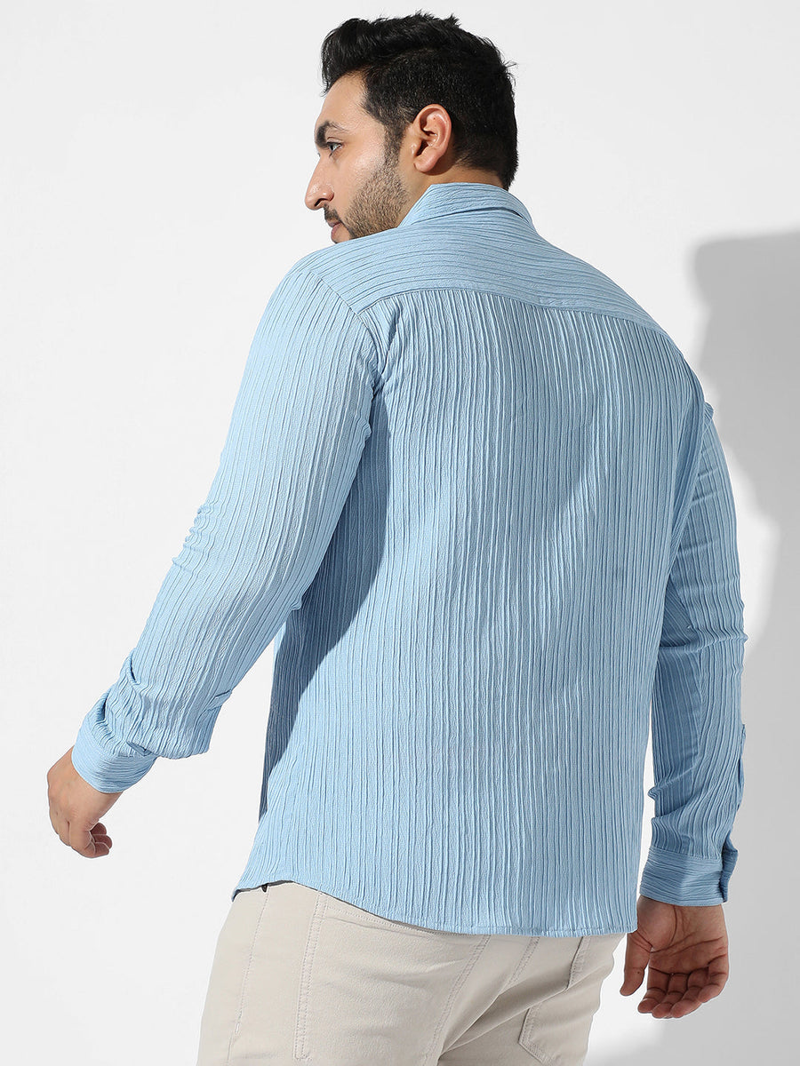 Light Blue Textured Casual Shirt - Shop authentic Indian Men's Fashion by Instafab Plus