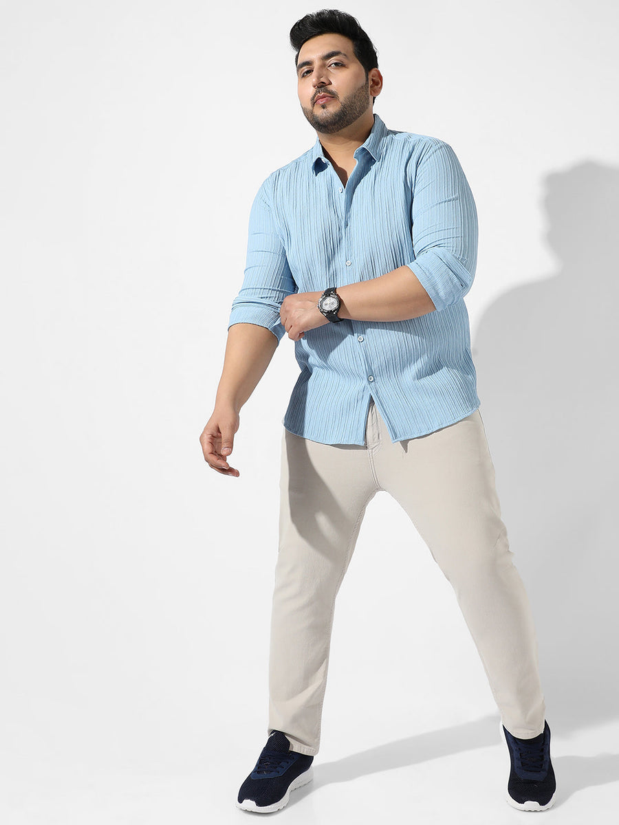 Light Blue Textured Casual Shirt - Shop authentic Indian Men's Fashion by Instafab Plus