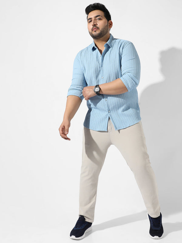 Light Blue Textured Casual Shirt - Shop authentic Indian Men's Fashion by Instafab Plus