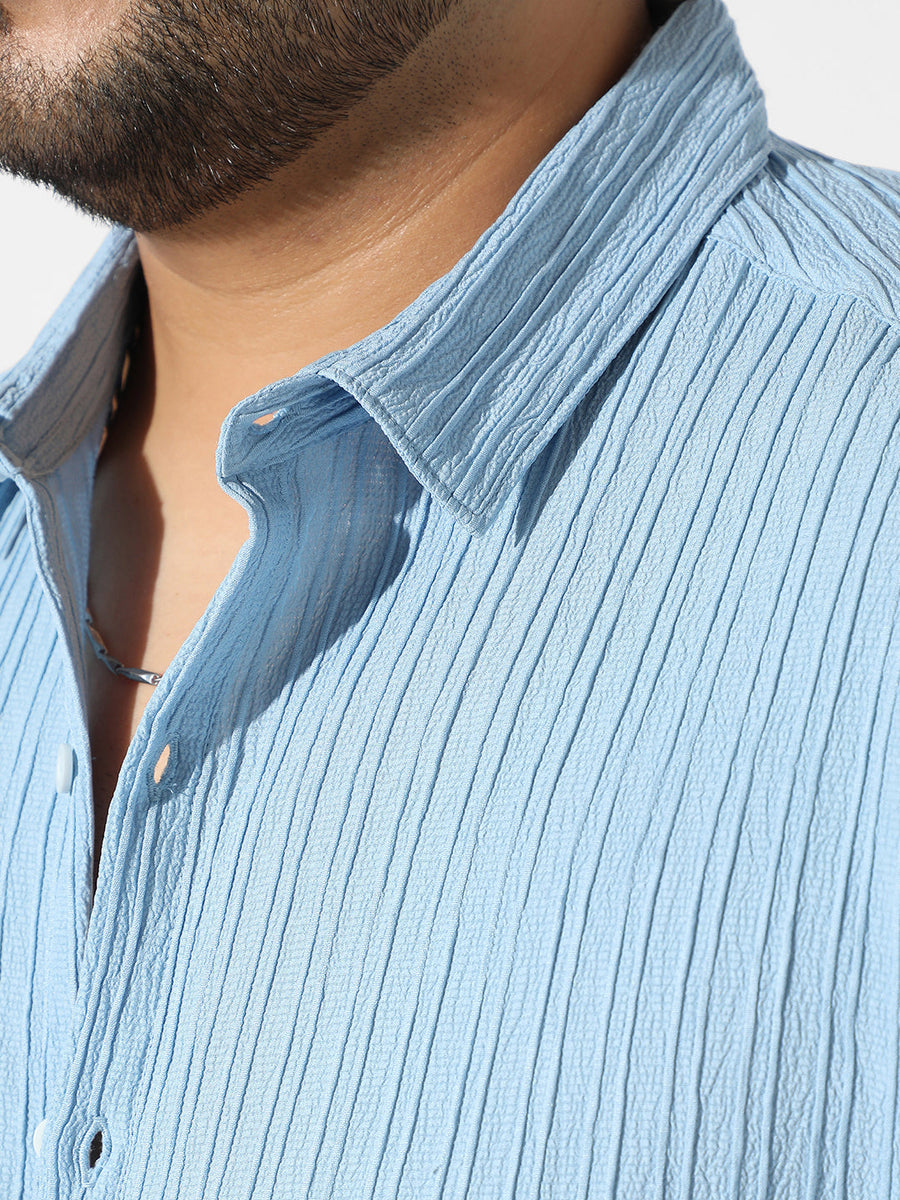 Light Blue Textured Casual Shirt - Shop authentic Indian Men's Fashion by Instafab Plus